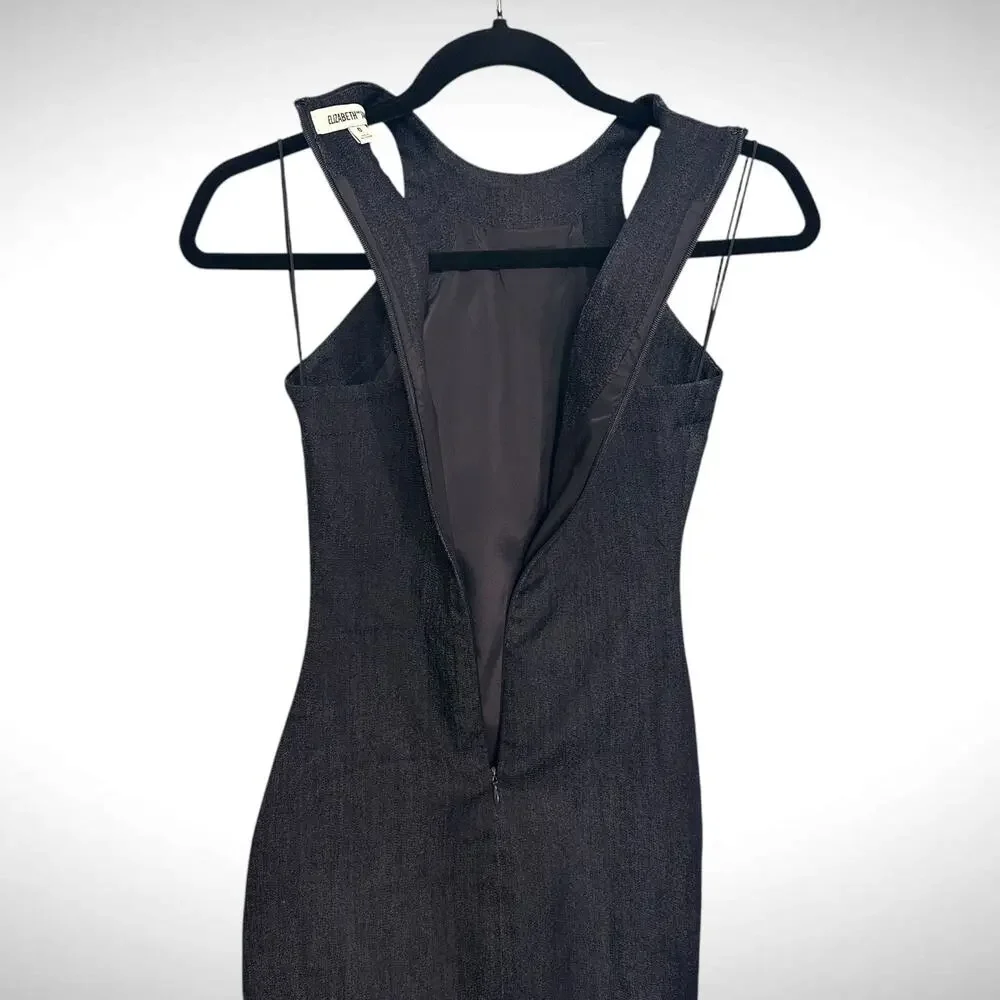 Elizabeth And James Sz 0 Asymmetrical Pencil Short Dress Blue Racerback Cocktail